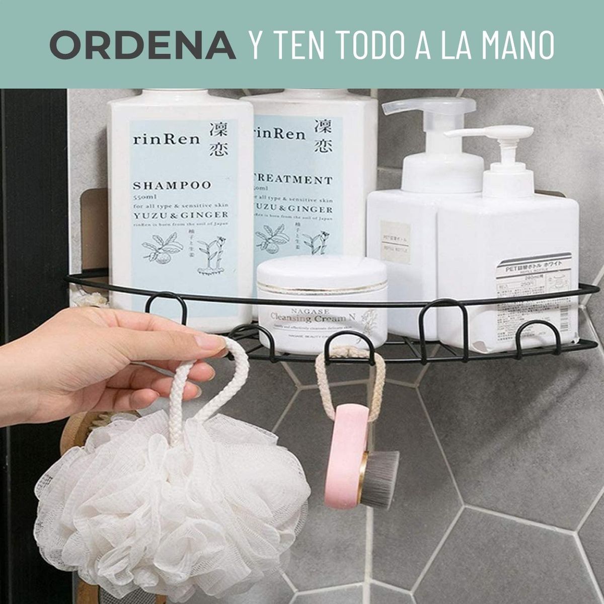 CASATUA - Esquinero Organizador Ducha Baño Adhesivo Set 2 Inoxidable - Gris oscuro…