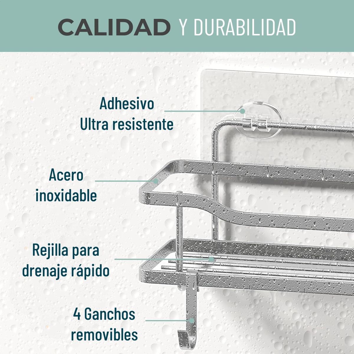 CASATUA - Organizador De Ducha Repisa Baño Adhesivo Set 2 Inoxidable - Blanco