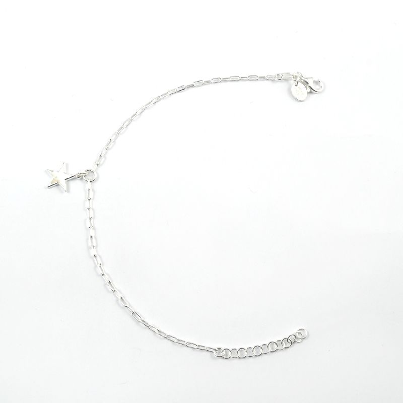 ROSETT - Pulsera Limada con Colgante de Estrella Nacarada Plata Ley 925