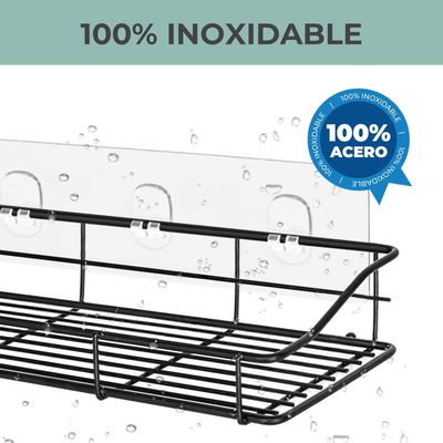 Imagen 2 del producto Organizador De Ducha Set X2 Repisa Baño Adhesivo Inoxidable - Gris oscuro