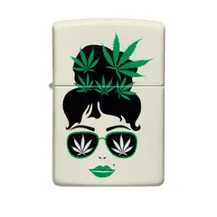 ZIPPO - Encendedor Cannab1s Girl Glow Design Blanco ZP49837