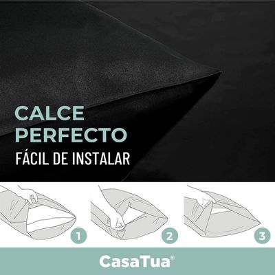 Imagen 2 del producto Funda Almohada Satin Seda Set X2 Unids - Negro - 100x50