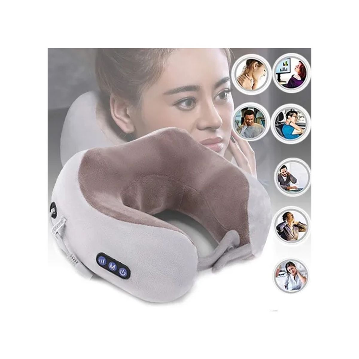 GENERICO - Masajeador Almohada Eléctrico Cuello Cervical Recargable