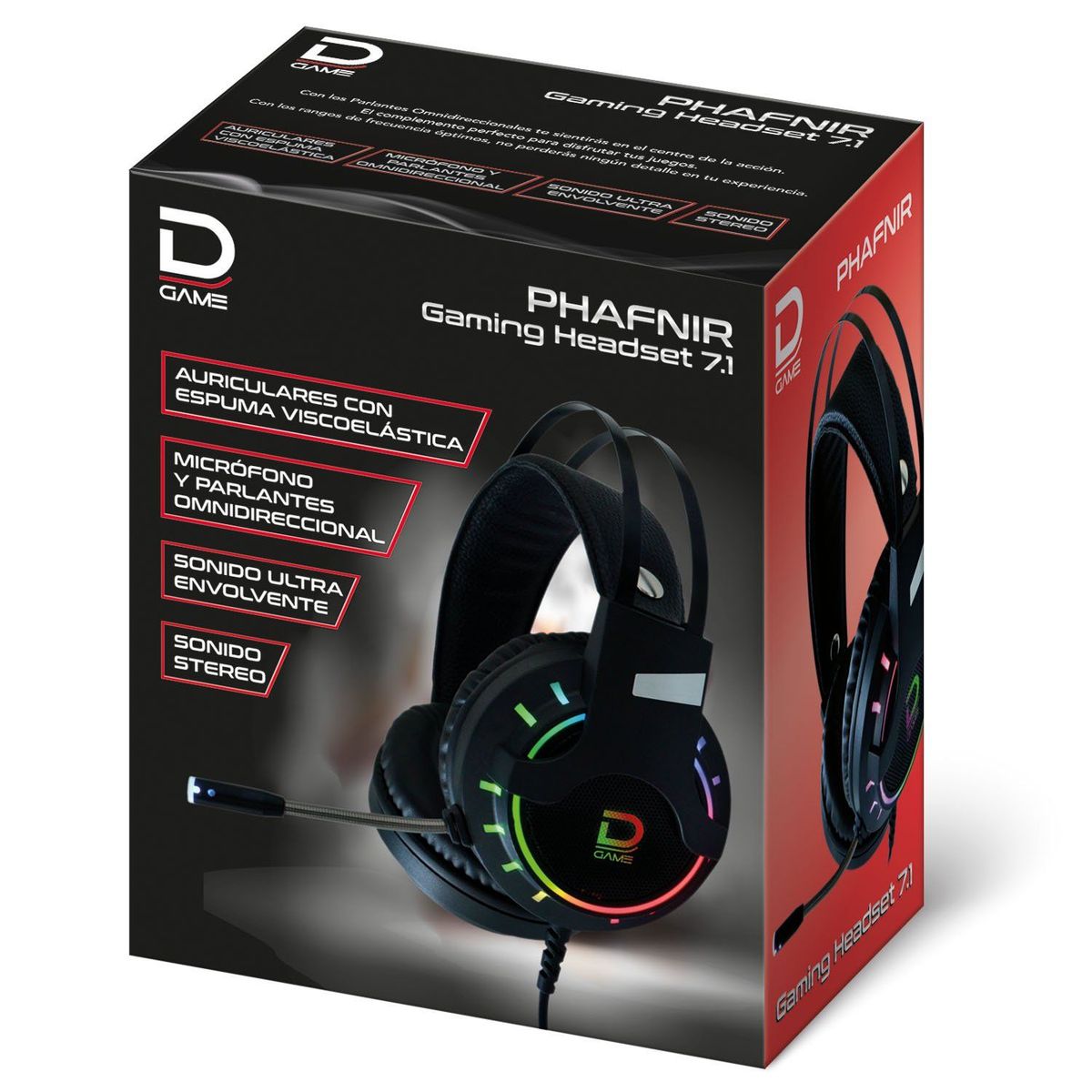DATACOM - Audífonos Gaming Headset RGB 7.1 USB + 3,5 metros Datacom