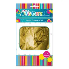 BIG PARTY - Globo Chrome N° 12 Dorado 12 Un.