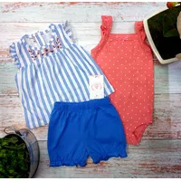 Conjunto 3 piezas bebe pantalón polera body niña