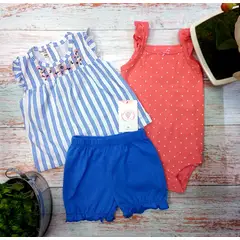 TEDMIMAK - Conjunto 3 piezas bebe pantalón polera body niña