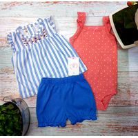 Conjunto 3 piezas bebe pantalón polera body niña