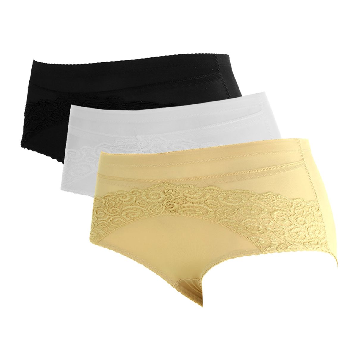 GIOVACCHINO - Pack de 3 Calzon Faja Tiro Alto con Encaje.