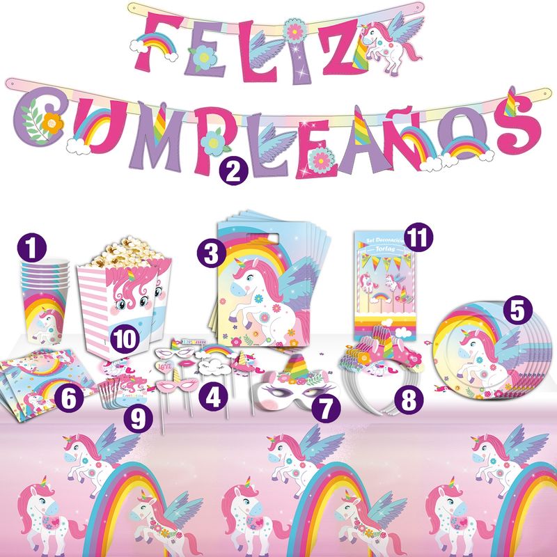 BIG PARTY - Set Cumpleaños Unicornios para 6 Personas Big Party