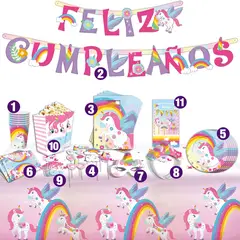 BIG PARTY - Set Cumpleaños Unicornios para 6 Personas