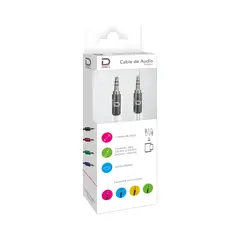 DATACOM - Cable Audio 3.5 a 3.5 PVC Punta Metal Plata 1 metro