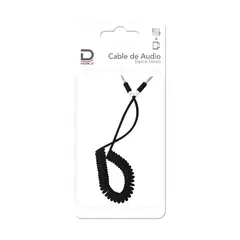 DATACOM - Cable Audio 3.5 a 3.5 Espiral Punta Metal 1 metro Negro