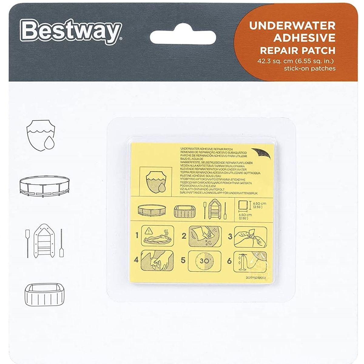 BESTWAY - Kit de Reparación Bestway Parche Adhesivo Bajo el Agua