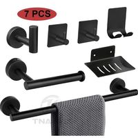 Juego Accesorios Para Baño Negro Mate Inoxidable 304 7piezas