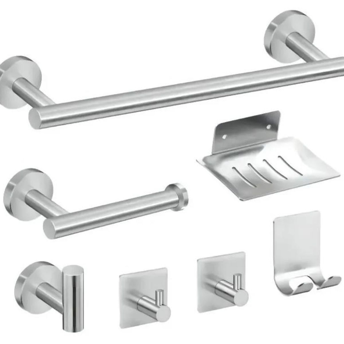 TNAKIEX - Juego De Accesorios De Baño Plata Mate, 7 Piezas