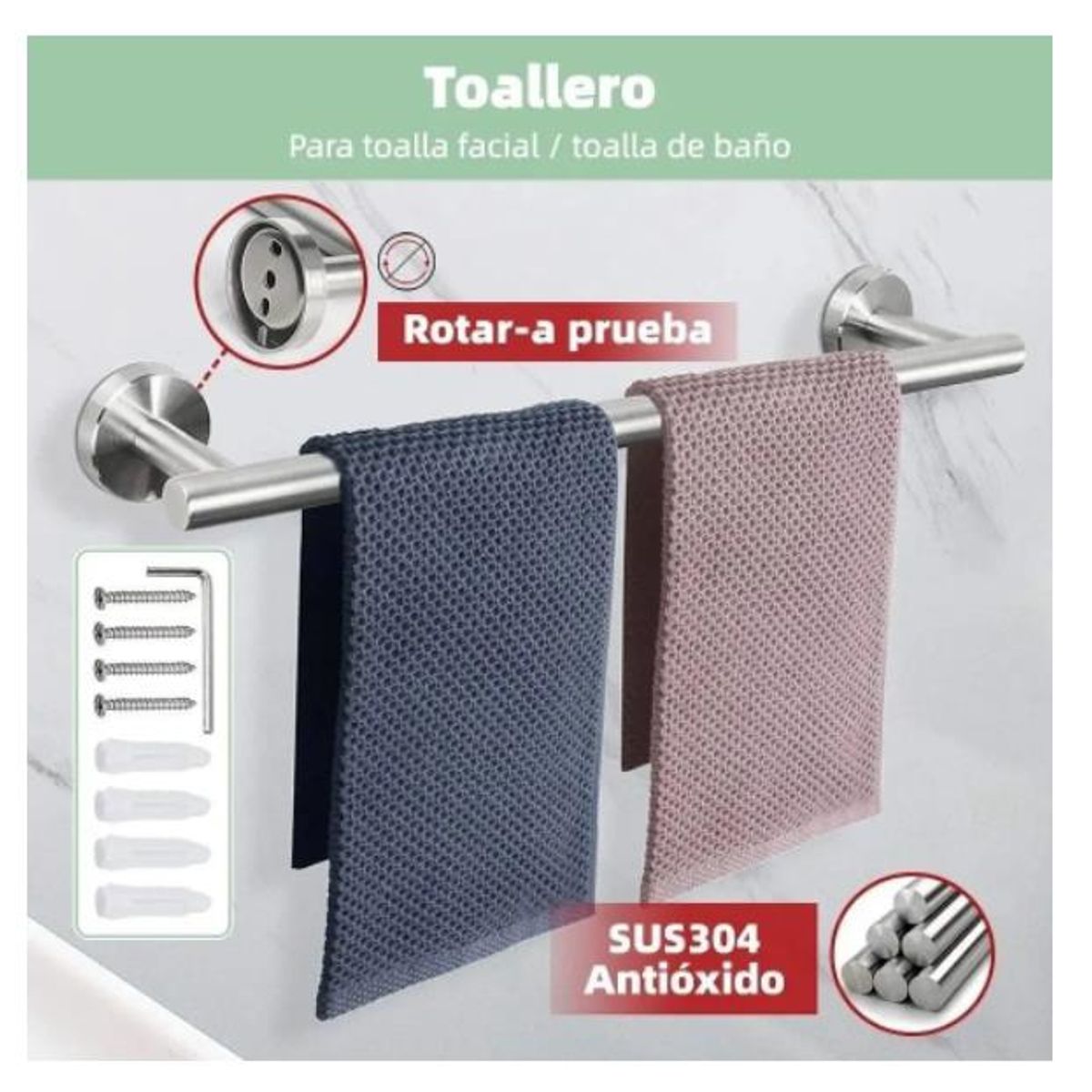 TNAKIEX - Juego De Accesorios De Baño Plata Mate, 7 Piezas