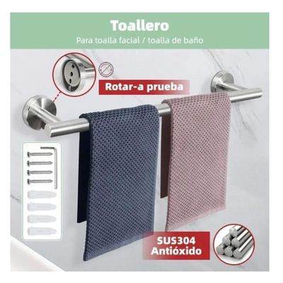 Imagen 2 del producto Juego De Accesorios De Baño Plata Mate, 7 Piezas