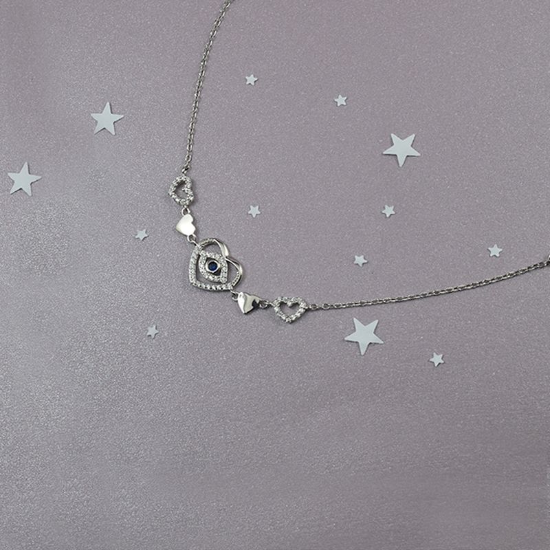ROSETT - Pulsera Limada Ojo Turco con Corazón Plata Ley 925