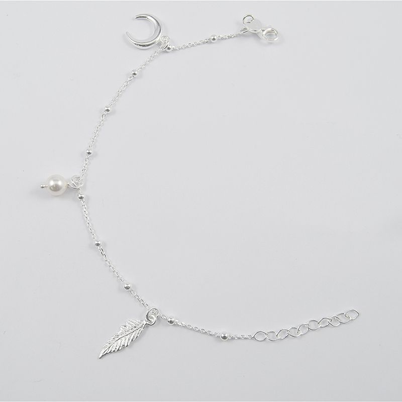 ROSETT - Pulsera Limada con Esferas Intercaladas y Colgantes Plata Ley 925