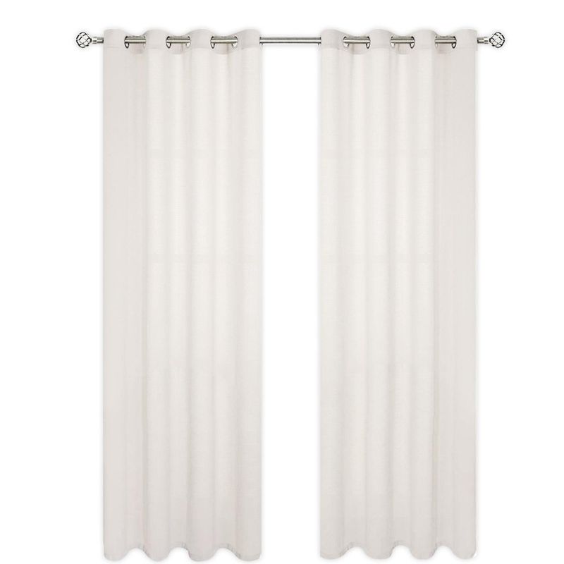 CASATUA - Cortina Textura Elegante Semi Transparente 2 Paños 140x220cm - Crema