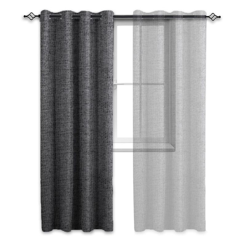 CASATUA - Cortina Blackout 100% 1 Paño 140x220 Cm Textura Lino - Gris oscuro