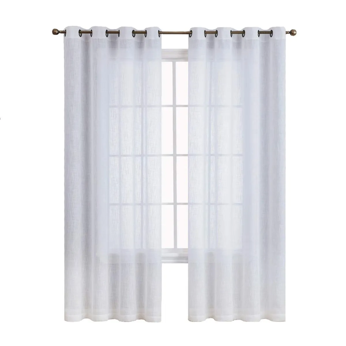 CASATUA - Cortina Visillo Velo 2 Paños 140x220cm Textura Lino Casatua - Blanco