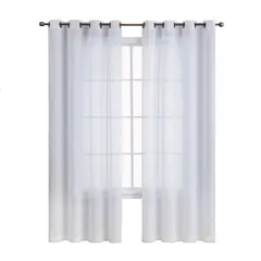 CASATUA - Cortina Visillo Velo 2 Paños 140x220cm Textura Lino - Blanco