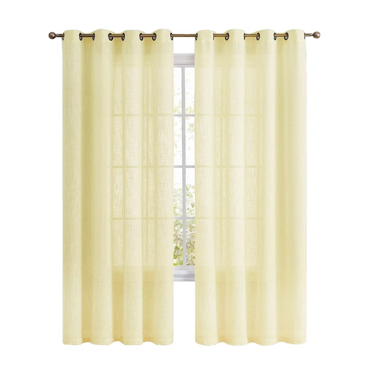 CASATUA - Cortina Visillo Velo 2 Paños 140x220cm Textura Lino Casatua - Crema