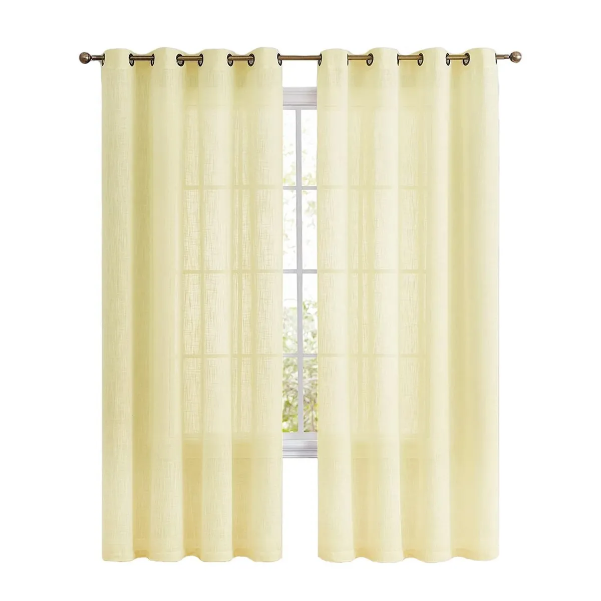 CASATUA - Cortina Visillo Velo 2 Paños 140x220cm Textura Lino Casatua - Crema