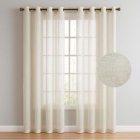 Cortina Visillo Velo 2 Paños 140x220cm Textura Lino - Crema
