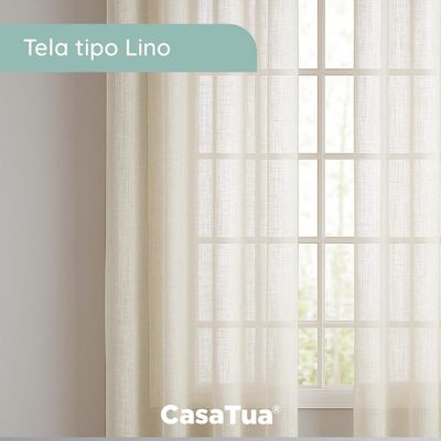 Imagen 2 del producto Cortina Visillo Velo 2 Paños 140x220cm Textura Lino - Crema