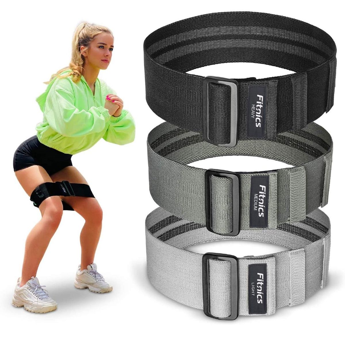 FITNICS - Bandas Resistencia Elasticas Tela Estampada Fitnics Set X 3 - Gris