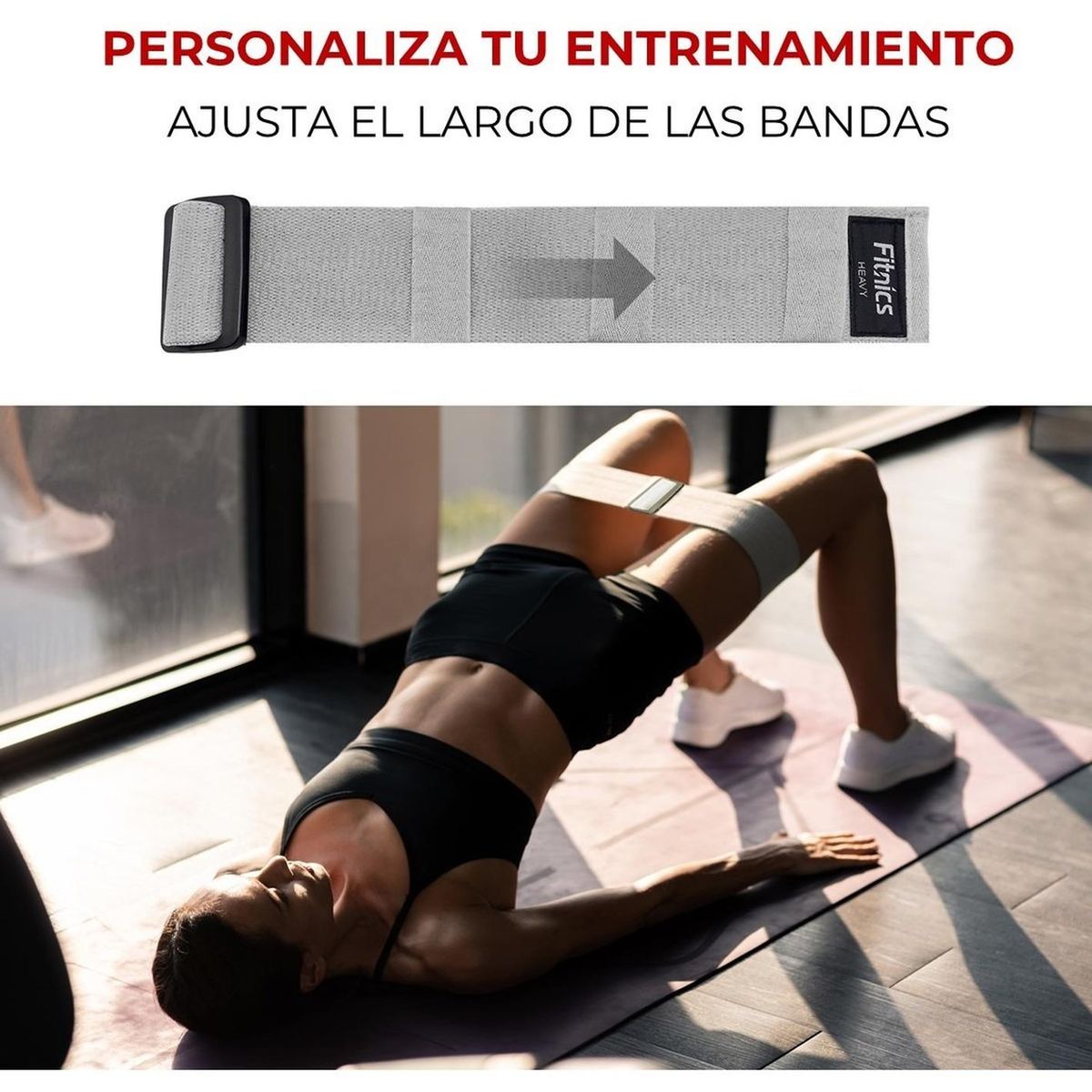 FITNICS - Bandas Resistencia Elasticas Tela Estampada Fitnics Set X 3 - Gris