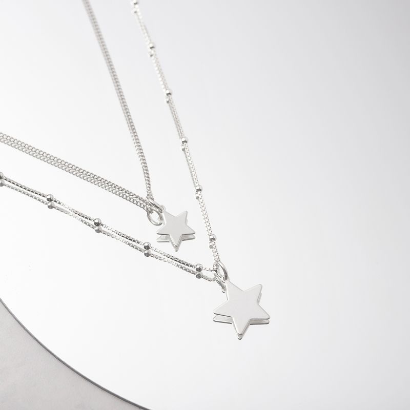 BY LAS CAYETANAS - Collar doble con Estrellas para mujer en Plata 925.
