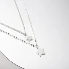 BY LAS CAYETANAS - Collar doble con Estrellas para mujer en Plata 925.