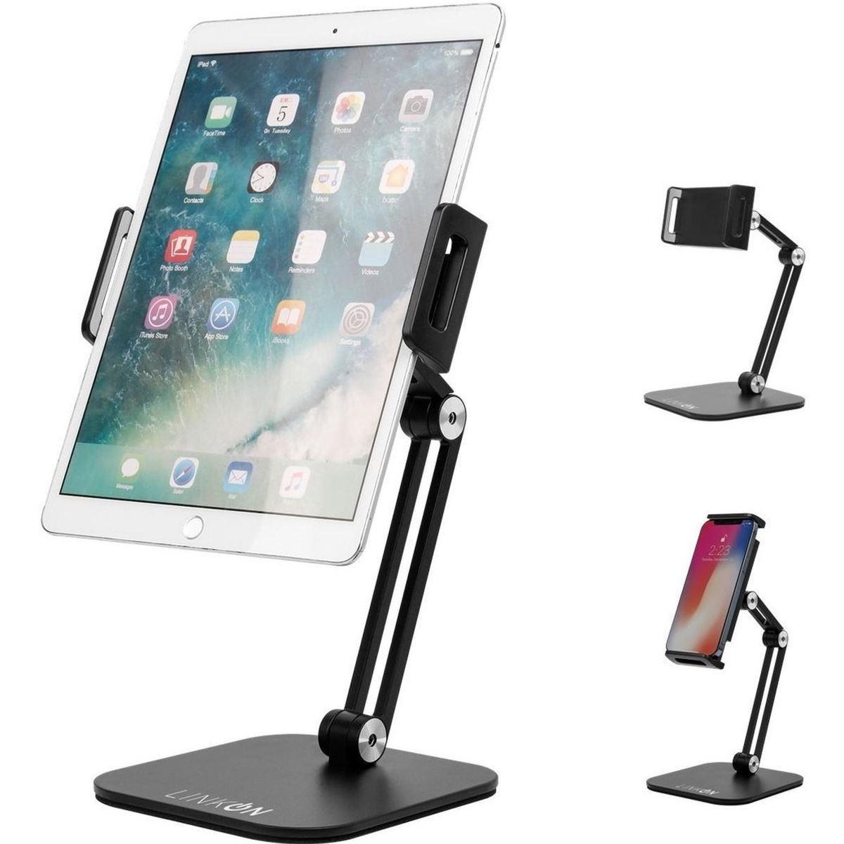 LINKON - Soporte Base Porta Celular Tablet Escritorio Mesa Ajustable
