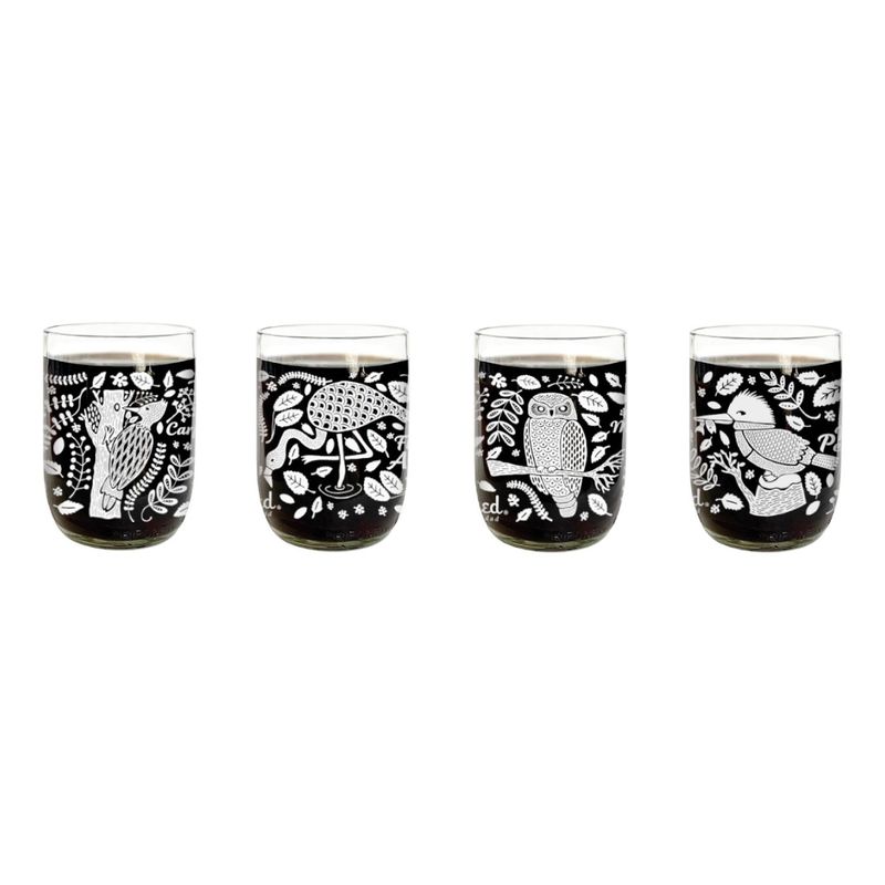 GREEN GLASS - Aves de Chile Mini - Juego de 4 Vasos Green Glass