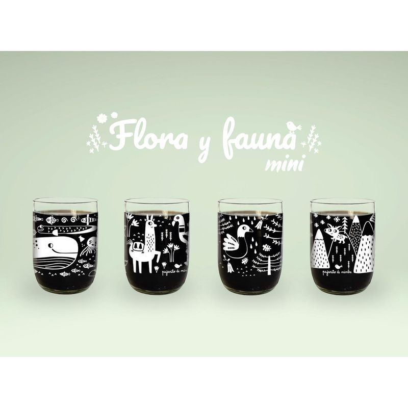 GREEN GLASS - Mini Flora y Fauna Juego de 4 Vasos
