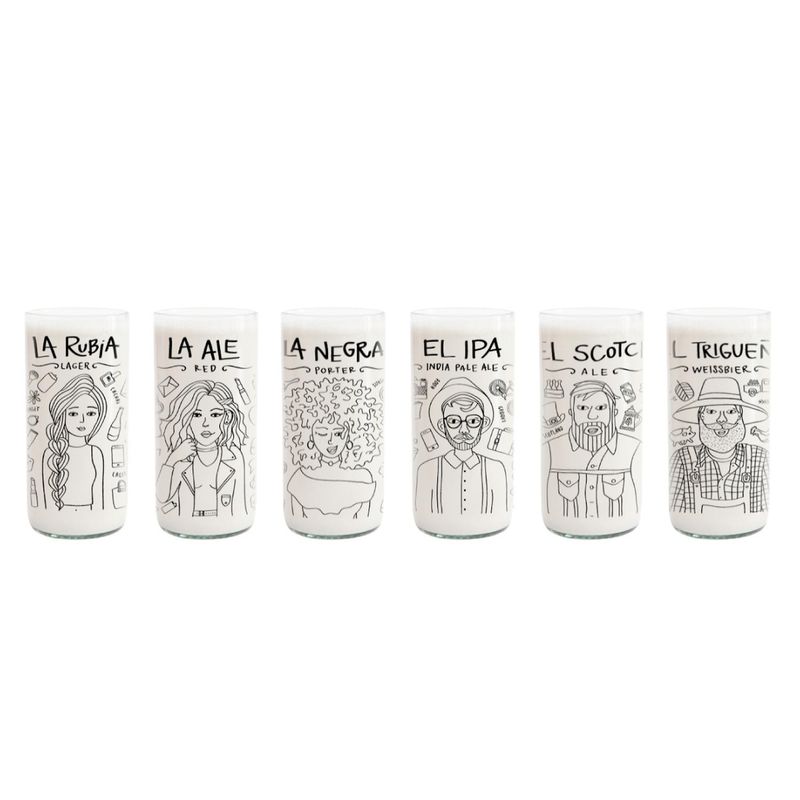 GREEN GLASS - Cheleros Hipsters Juego de 6 Vasos