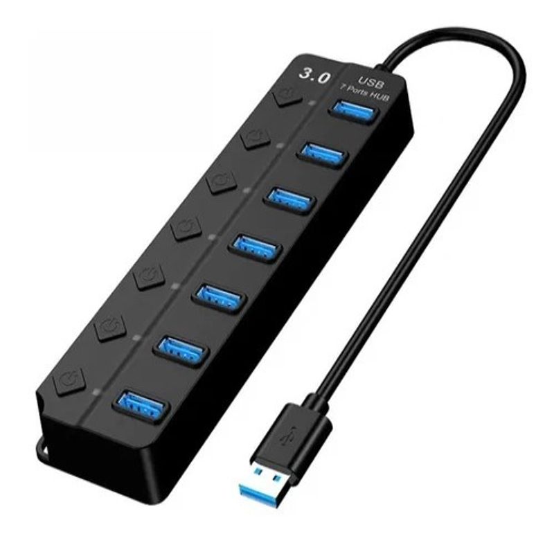 GENERICO - Hub Splitter Usb 3.0 A 7x Usb 3.0 Windows Mac Indicador Led / 240147