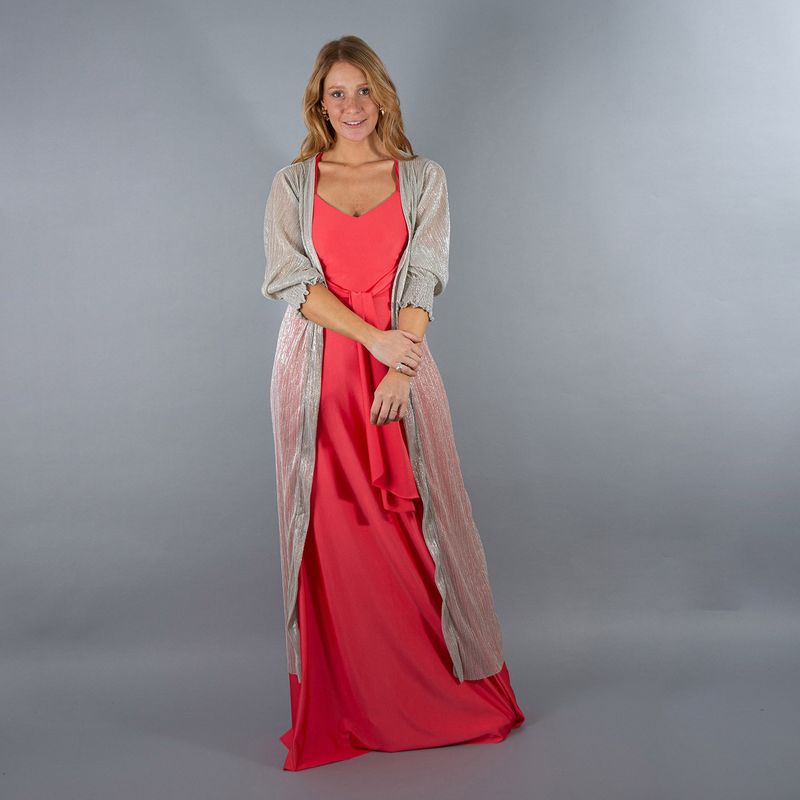 MARIA PASKARO - Tapado Kimono Santini Plateado Transparente Maria Paskaro