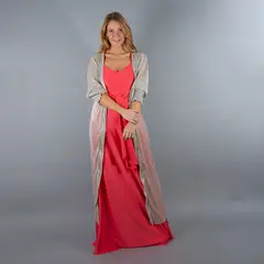 MARIA PASKARO - Tapado Kimono Santini Plateado Transparente