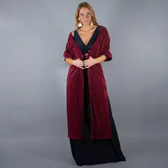 MARIA PASKARO - Tapado Kimono Largo Santini Cherry Plisado Textura