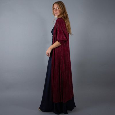 Imagen 2 del producto Tapado Kimono Largo Santini Cherry Plisado Textura