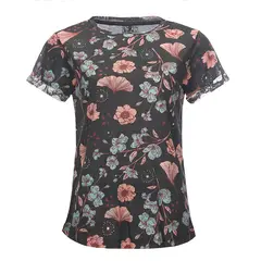 HAKA HONU - Polera Mujer Flora Negro