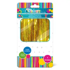 BIG PARTY - Cortina Holográfica Dorado 2,5 metros