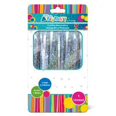 BIG PARTY - Cortina Holográfica Plateado 2,5 metros