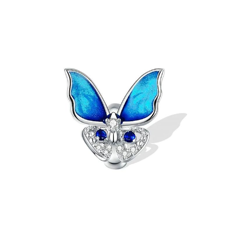 SILVER HEART - Charm Mariposa Azul y Circones en Plata Fina 925 SILVER HEART