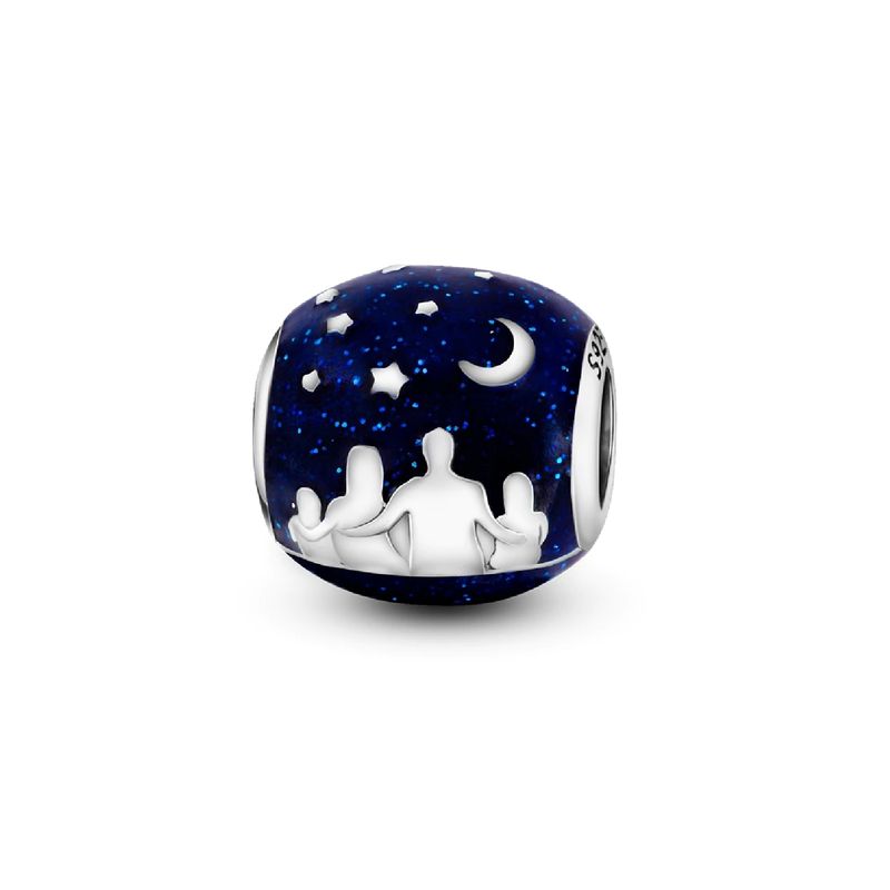 SILVER HEART - Charm Familia y Cielo Estrellado en Plata Fina 925 SILVER HEART